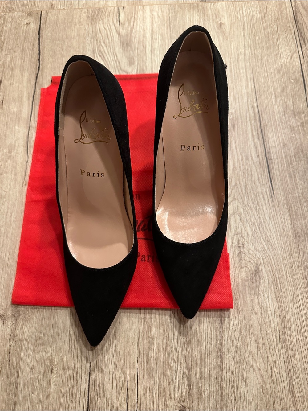 Christian Louboutin Black Suede Pointed Toe Pumps Heels EU 41 - Picture 3 of 9